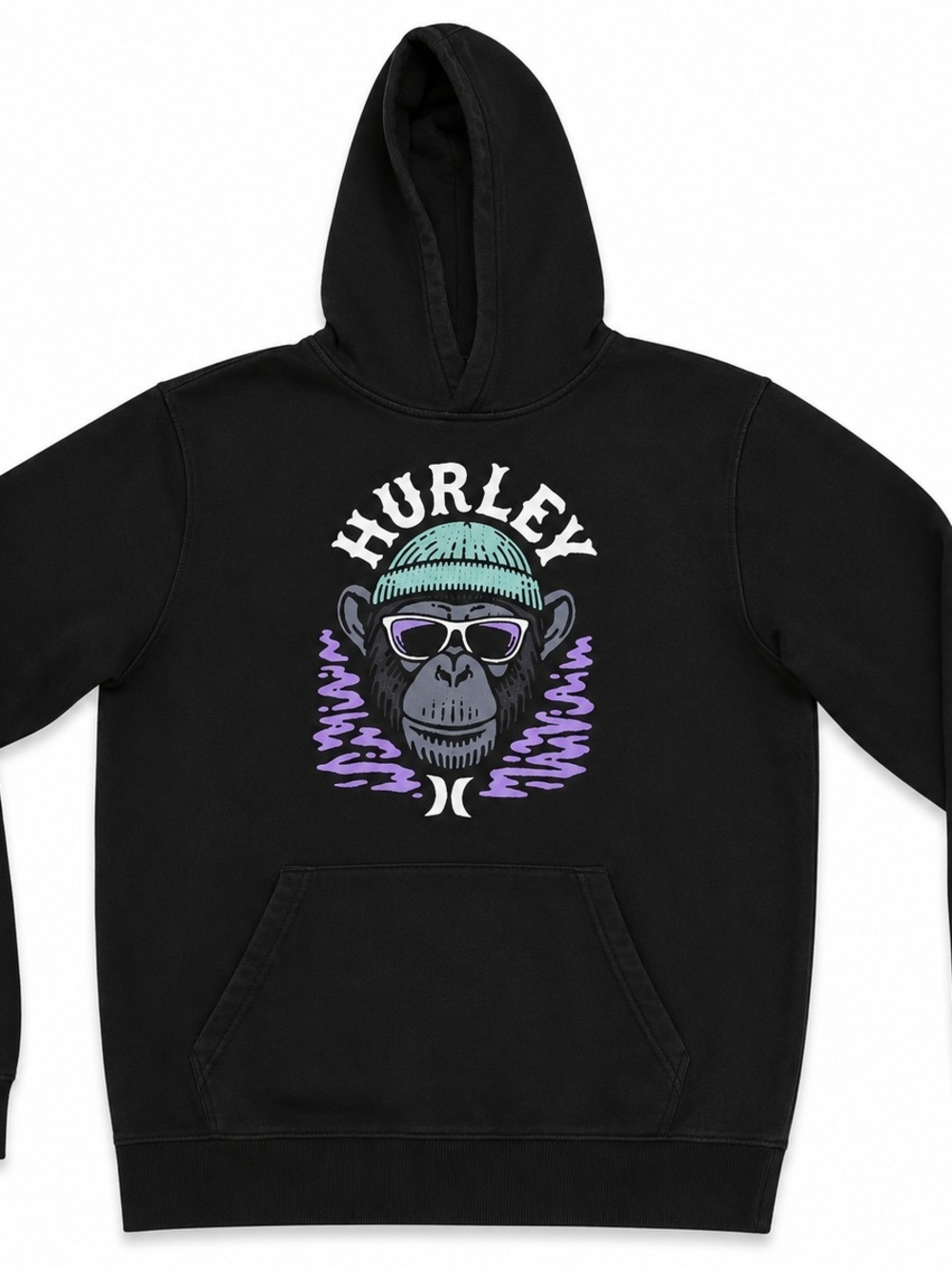 Hurley Boys Youth Large 12/13 Black Monkey Graphic Pullover Hoodie
